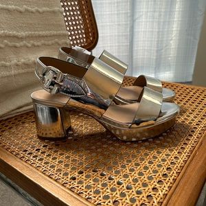 Aerosoles Silver Sparkle sandals.